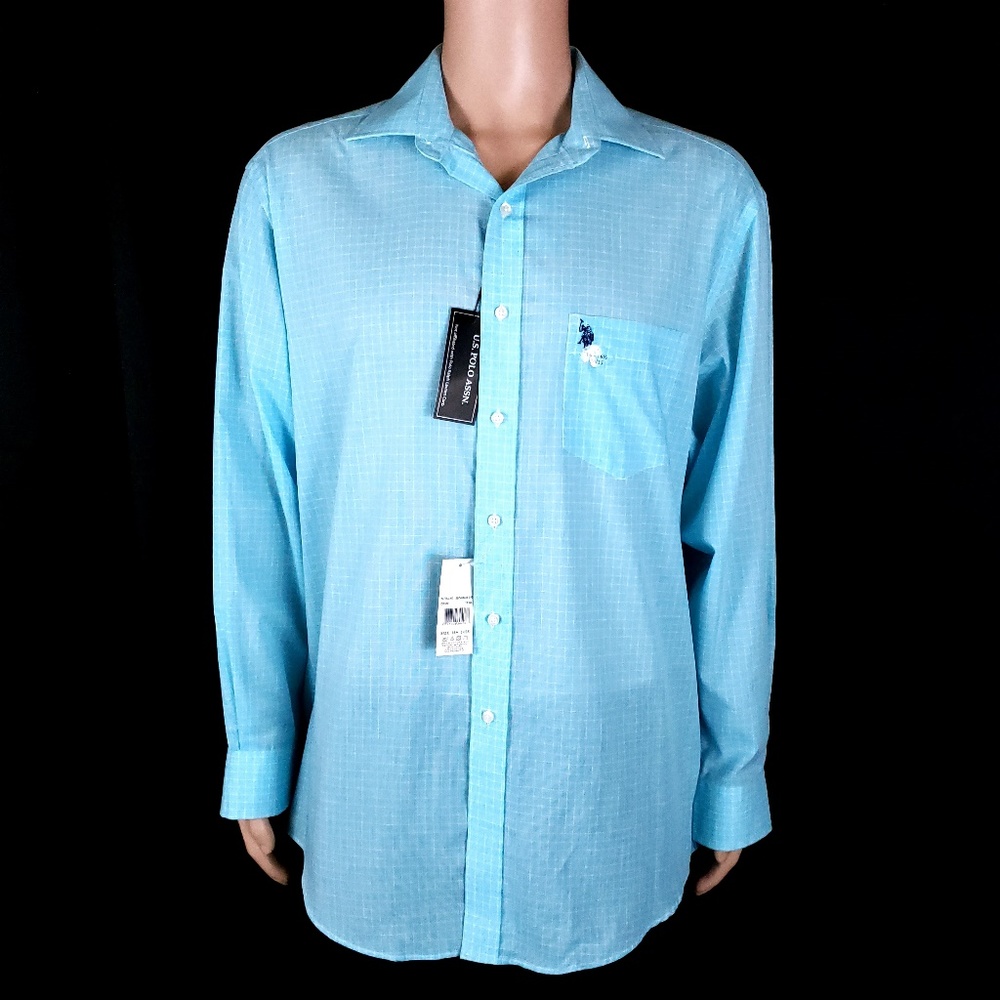 U.S. Polo Assn. Men Button Shirt Check Long Sleeves Size L - NWT